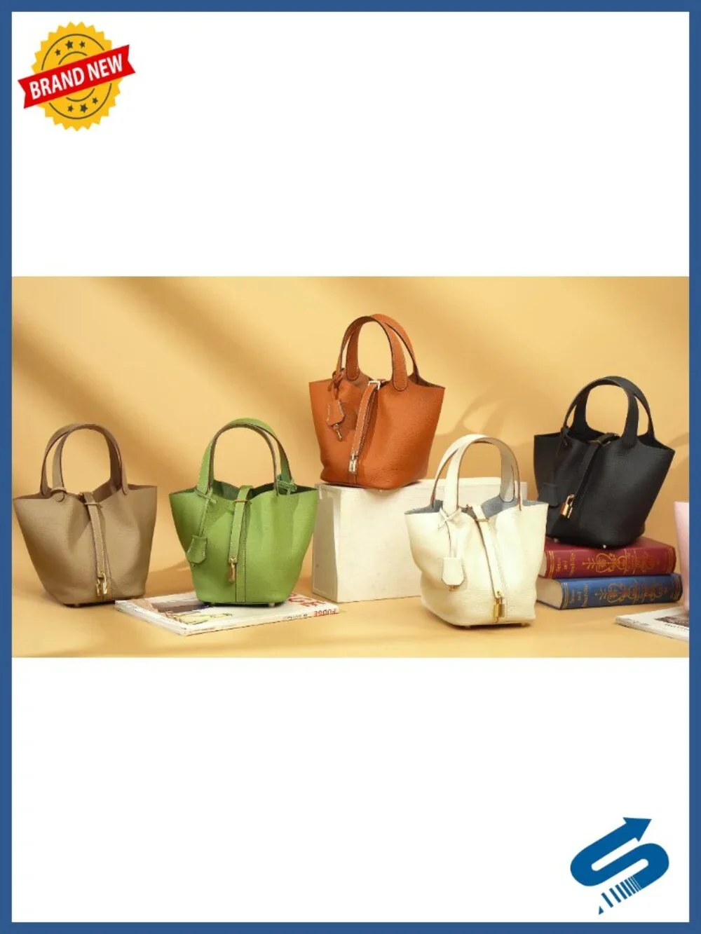 Genuine Leather Bucket Bag Handmade Italian Top-Grain Leather Tote